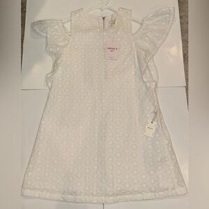 Forever 21 Cream Eyelet Dress with Flutter Sleeves